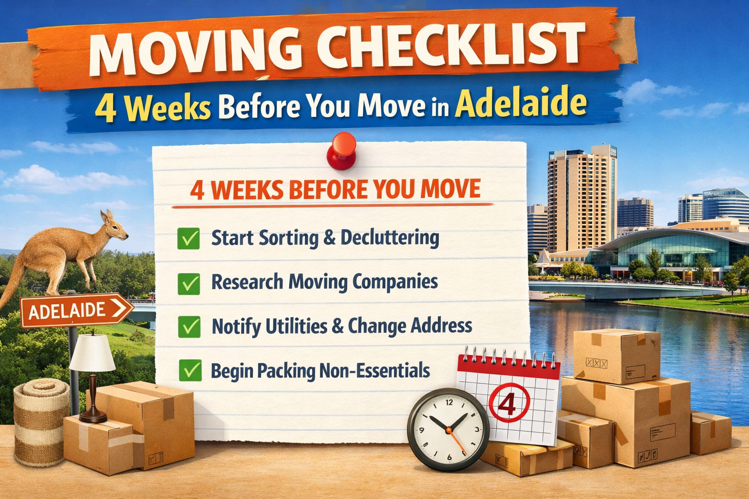 Moving Checklist: 4 Weeks Before You Move in Adelaide